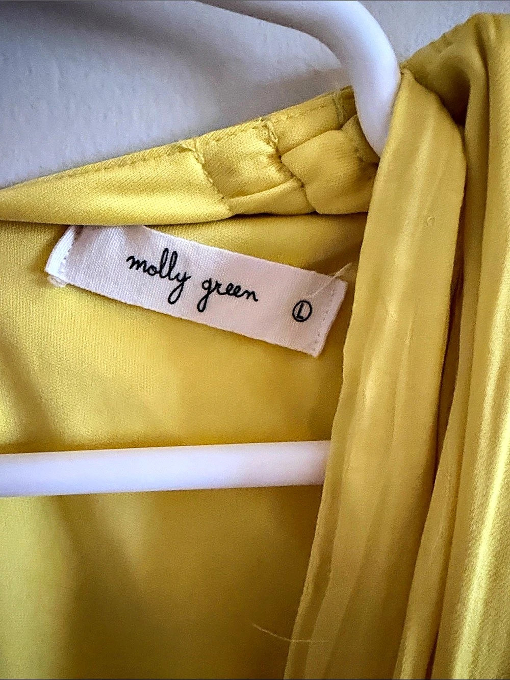 Molly Green Yellow Draped Mini Dress Large Like New - Picture 3 of 3